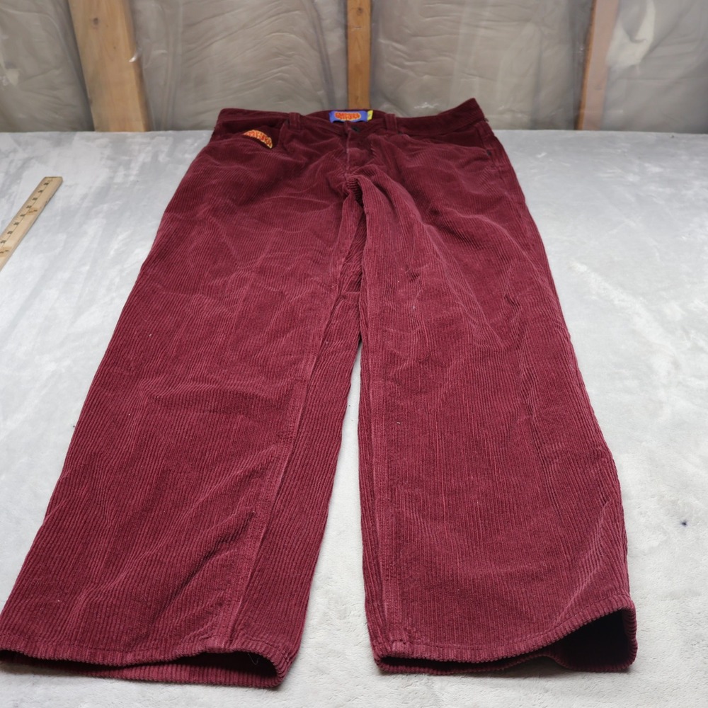 Empyre Corduroy Pants Mens 33x32 Red Wide Leg Classic Relaxed Fit Casual Baggy